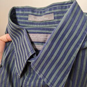 Daniel Cremieux L Striped Dress Shirt - Blue/Green